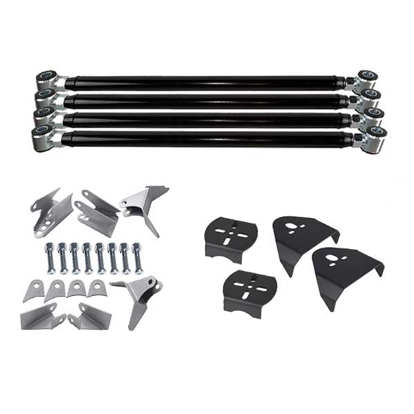 4 link suspension kit with laser-cut weld-on frame and axle mounts