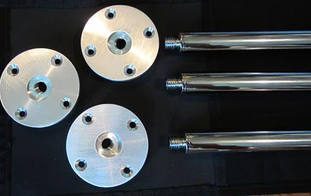 custom cnc machined steel guitar socket and legs