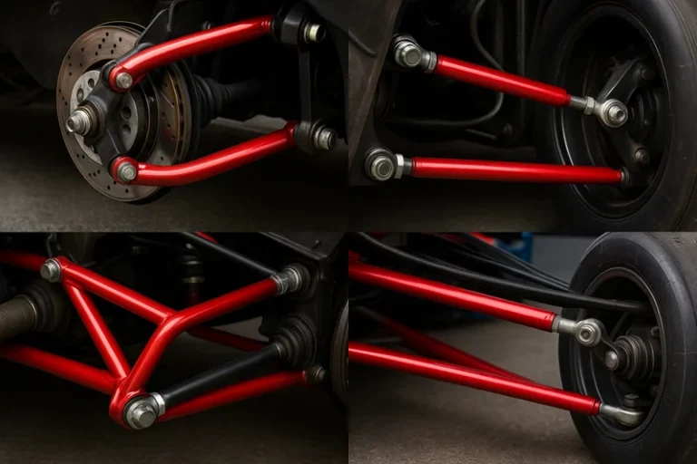 Racing suspension arms reinforced for extreme track conditions