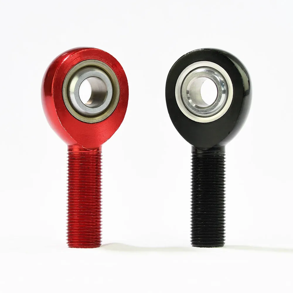 Red and black anodized ALRSM and ALJM rod end comparison