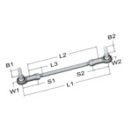 lcr-083-linkage-connecting-rod-22-25-in-3-8-24-rh-lh-thread-3-8-24-rod-end-stud-threads-nylon-race